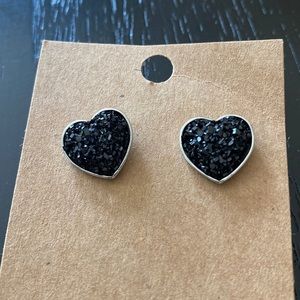 black druzy heart earrings-NWT